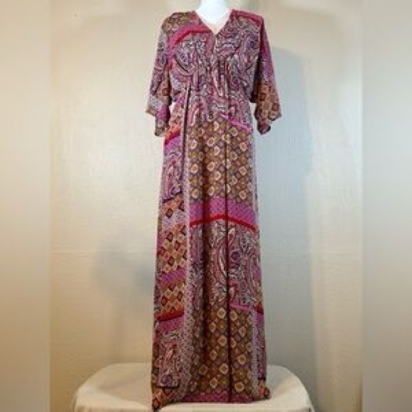 entro Dresses & Skirts - Entro Paisley Maxi Dress - Pink and Brown